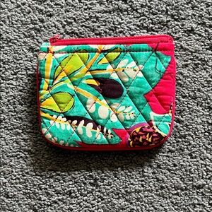 Vera Bradley Pink and Green Quilted Pouch